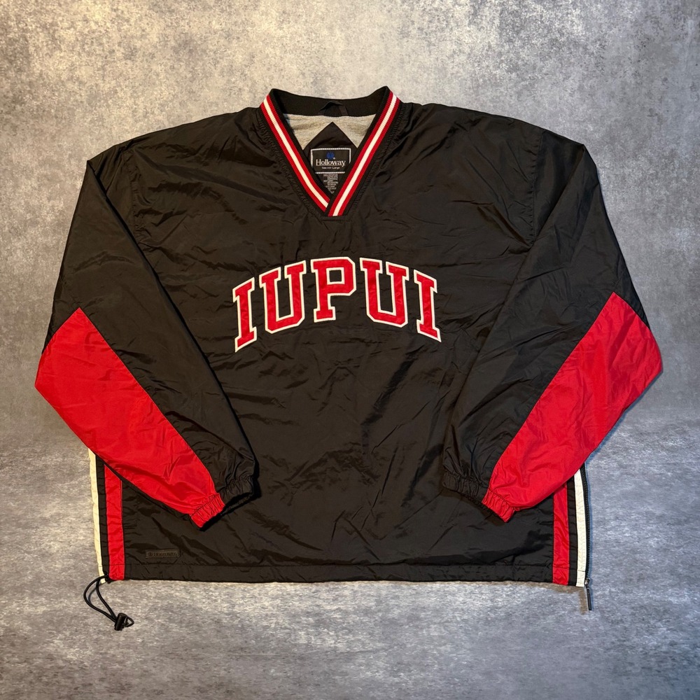 Vintage Holloway IUPUI Jaguars Pullover Windbreaker Jacket Mens XXL Black Red